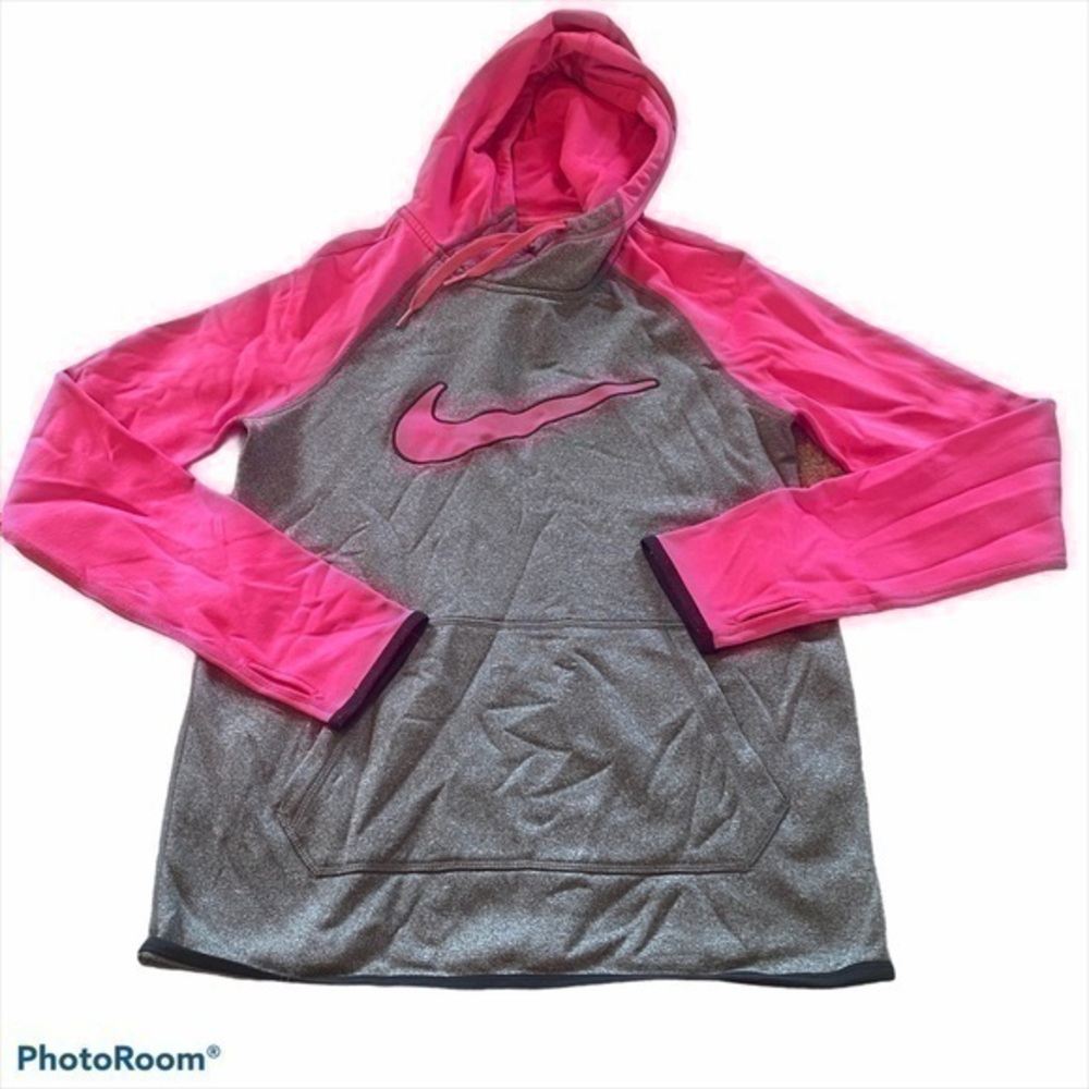 Pink and gray Nike hoodie sweatshirt